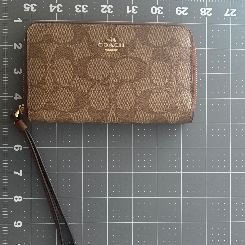 Coach Brown Signature Wristlet Wallet